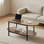 Table basse à 2 niveaux, marron café, table de salon industrielle moderne, pour le salon,