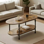 Table basse à 2 niveaux, marron café, table de salon industrielle moderne, pour le salon,