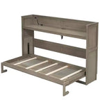 Lit escamotable mural Twin XL Murphy Bed avec étagères de rangement, lit armoire pliant avec bureau, éclairage LED et station de recharge USB