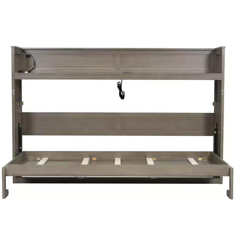 Lit escamotable mural Twin XL Murphy Bed avec étagères de rangement, lit armoire pliant avec bureau, éclairage LED et station de recharge USB