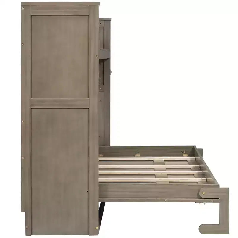 Lit escamotable mural Twin XL Murphy Bed avec étagères de rangement, lit armoire pliant avec bureau, éclairage LED et station de recharge USB