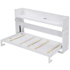 Lit escamotable mural Twin XL Murphy Bed avec étagères de rangement, lit armoire pliant avec bureau, éclairage LED et station de recharge USB