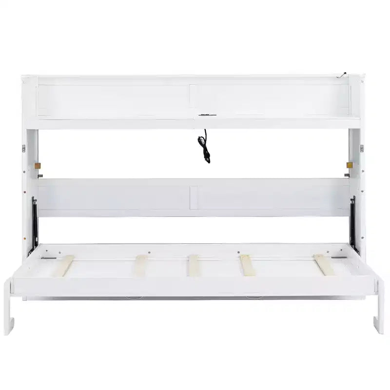Lit escamotable mural Twin XL Murphy Bed avec étagères de rangement, lit armoire pliant avec bureau, éclairage LED et station de recharge USB