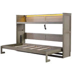 Lit escamotable mural Twin XL Murphy Bed avec étagères de rangement, lit armoire pliant avec bureau, éclairage LED et station de recharge USB