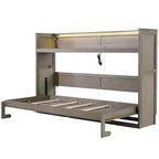 Lit escamotable mural Twin XL Murphy Bed avec étagères de rangement, lit armoire pliant avec bureau, éclairage LED et station de recharge USB