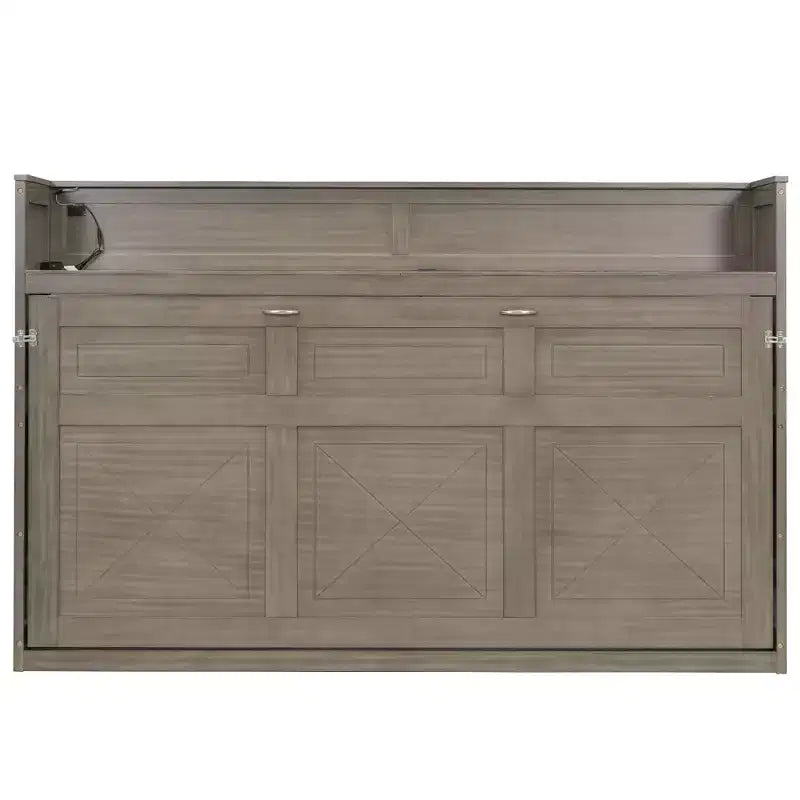 Lit escamotable mural Twin XL Murphy Bed avec étagères de rangement, lit armoire pliant avec bureau, éclairage LED et station de recharge USB