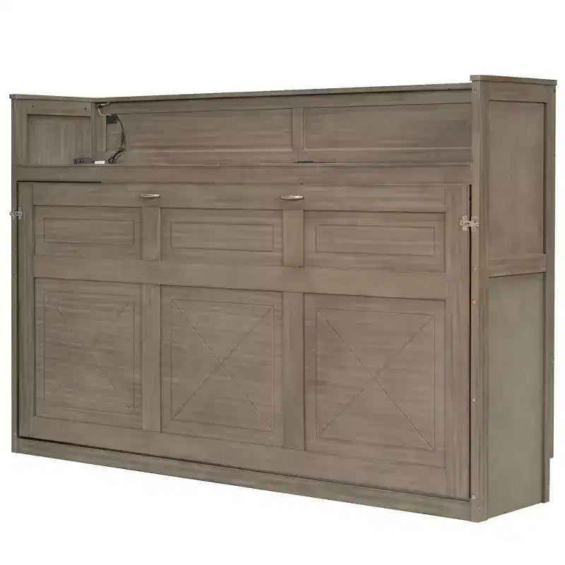 Lit escamotable mural Twin XL Murphy Bed avec étagères de rangement, lit armoire pliant avec bureau, éclairage LED et station de recharge USB