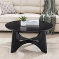 36'' Round Coffee Table, Wooden Coffee Table with Cross Legs, Center Sofa Table, Cocktail Table for Small Spaces, Accent Table for Living Room Office