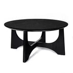 Table basse ronde de 36 po, table basse en bois avec pieds croisés, table de canapé centrale, table de cocktail pour petits espaces, table d'appoint pour salon et bureau