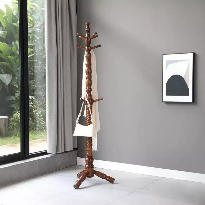 Porte-manteau sur pied robuste en bois de 74 po avec 11 crochets, patère pour entrée, couloir, chambre, bureau