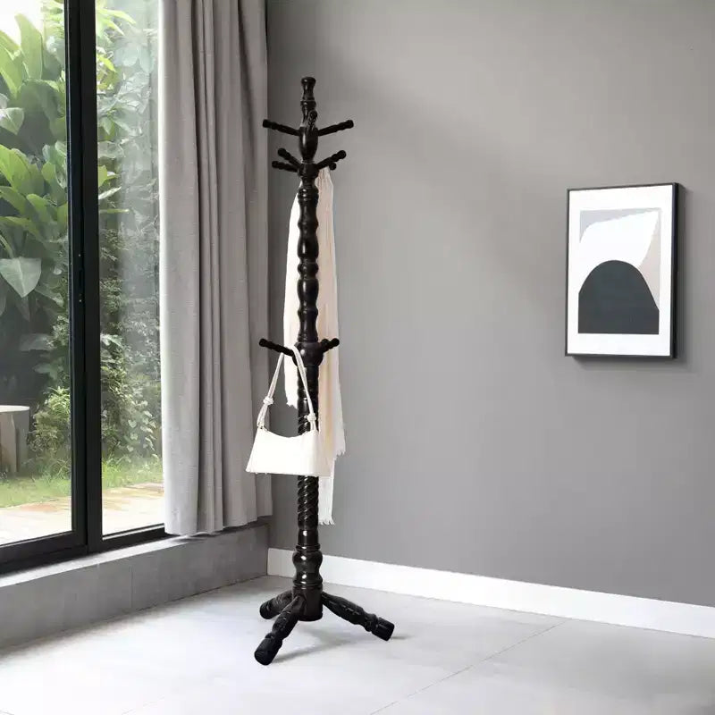 Porte-manteau sur pied robuste en bois de 74 po avec 11 crochets, patère pour entrée, couloir, chambre, bureau