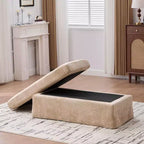 Banc ottoman de rangement moderne sans accoudoirs en chenille avec pieds en métal noir, pouf ottoman rembourré pour salon, chambre à coucher