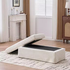 Banc ottoman de rangement moderne sans accoudoirs en chenille avec pieds en métal noir, pouf ottoman rembourré pour salon, chambre à coucher