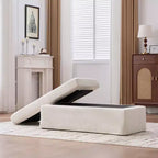 Banc ottoman de rangement moderne sans accoudoirs en chenille avec pieds en métal noir, pouf ottoman rembourré pour salon, chambre à coucher