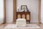 Banc ottoman de rangement moderne sans accoudoirs en chenille avec pieds en métal noir, pouf ottoman rembourré pour salon, chambre à coucher