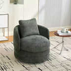 Fauteuil club moderne pivotant rond de 30 W, Fauteuil de salon avec oreiller, Fauteuil club rembourré en chenille pour salon, chambre, balcon