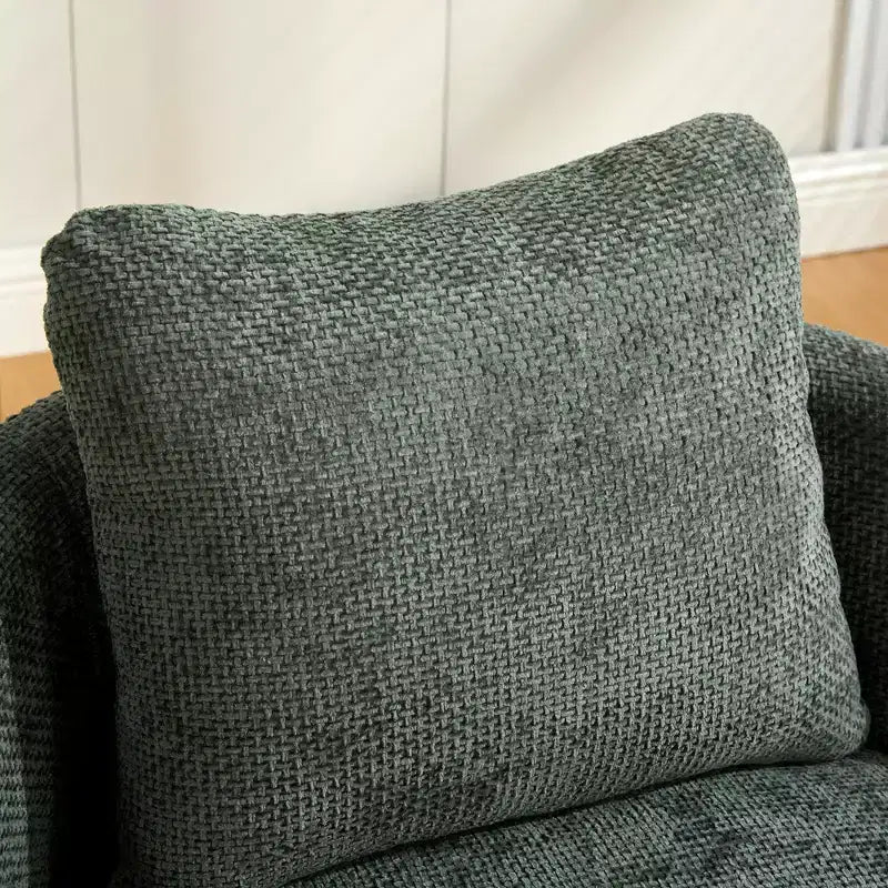 Fauteuil club moderne pivotant rond de 30 W, Fauteuil de salon avec oreiller, Fauteuil club rembourré en chenille pour salon, chambre, balcon