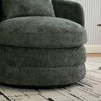 Fauteuil club moderne pivotant rond de 30 W, Fauteuil de salon avec oreiller, Fauteuil club rembourré en chenille pour salon, chambre, balcon