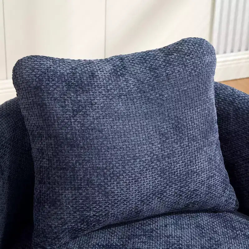 Fauteuil club moderne pivotant rond de 30 W, Fauteuil de salon avec oreiller, Fauteuil club rembourré en chenille pour salon, chambre, balcon