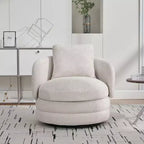 Fauteuil club moderne pivotant rond de 30 W, Fauteuil de salon avec oreiller, Fauteuil club rembourré en chenille pour salon, chambre, balcon