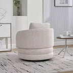 Fauteuil club moderne pivotant rond de 30 W, Fauteuil de salon avec oreiller, Fauteuil club rembourré en chenille pour salon, chambre, balcon
