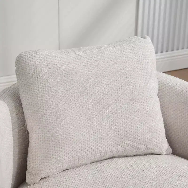 Fauteuil club moderne pivotant rond de 30 W, Fauteuil de salon avec oreiller, Fauteuil club rembourré en chenille pour salon, chambre, balcon