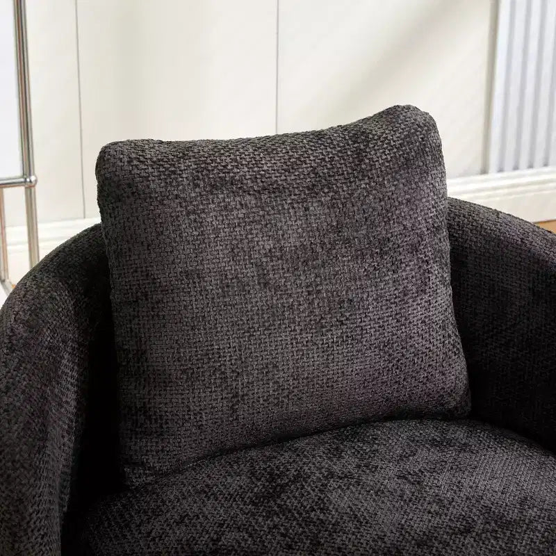 Fauteuil club moderne pivotant rond de 30 W, Fauteuil de salon avec oreiller, Fauteuil club rembourré en chenille pour salon, chambre, balcon