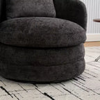 Fauteuil club moderne pivotant rond de 30 W, Fauteuil de salon avec oreiller, Fauteuil club rembourré en chenille pour salon, chambre, balcon