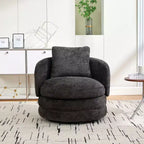 Fauteuil club moderne pivotant rond de 30 W, Fauteuil de salon avec oreiller, Fauteuil club rembourré en chenille pour salon, chambre, balcon