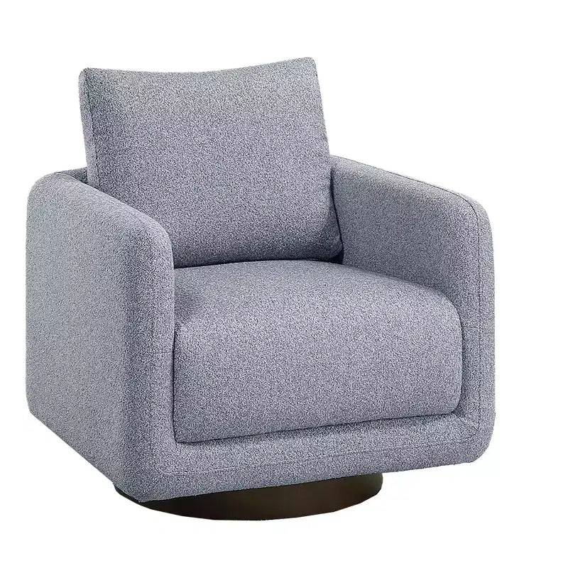 Fauteuil pivotant, fauteuil de salon avec coussin de dossier, revêtement en bouclé, chaise longue moderne à profil bas pour salon, coin lecture, chambre à coucher