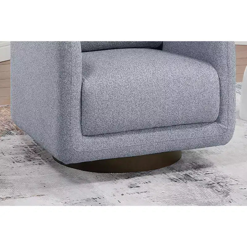 Fauteuil pivotant, fauteuil de salon avec coussin de dossier, revêtement en bouclé, chaise longue moderne à profil bas pour salon, coin lecture, chambre à coucher