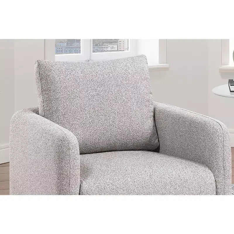 Fauteuil pivotant, fauteuil de salon avec coussin de dossier, revêtement en bouclé, chaise longue moderne à profil bas pour salon, coin lecture, chambre à coucher