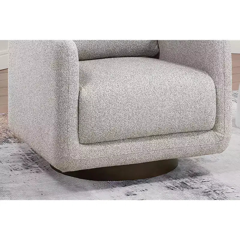 Fauteuil pivotant, fauteuil de salon avec coussin de dossier, revêtement en bouclé, chaise longue moderne à profil bas pour salon, coin lecture, chambre à coucher