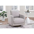 Fauteuil pivotant, fauteuil de salon avec coussin de dossier, revêtement en bouclé, chaise longue moderne à profil bas pour salon, coin lecture, chambre à coucher