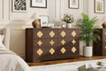 Rattan Dresser for Bedroom with 6 Drawers, 47'' Wide Chest of Large Drawers with Large Clothes Storage, 6 Drawer Dresser, Brwon