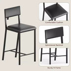 Chaises de salle à manger, Chaises de salle à manger avec coussin en PU, Chaises de cuisine, Tabourets de bar de 66 cm, Capacité de charge de 150 kg, pour cuisine