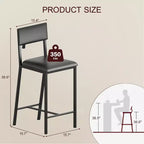 Chaises de salle à manger, Chaises de salle à manger avec coussin en PU, Chaises de cuisine, Tabourets de bar de 66 cm, Capacité de charge de 150 kg, pour cuisine