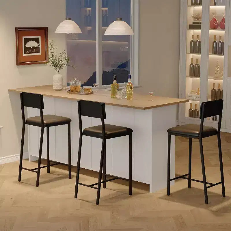 Chaises de salle à manger, Chaises de salle à manger avec coussin en PU, Chaises de cuisine, Tabourets de bar de 66 cm, Capacité de charge de 150 kg, pour cuisine