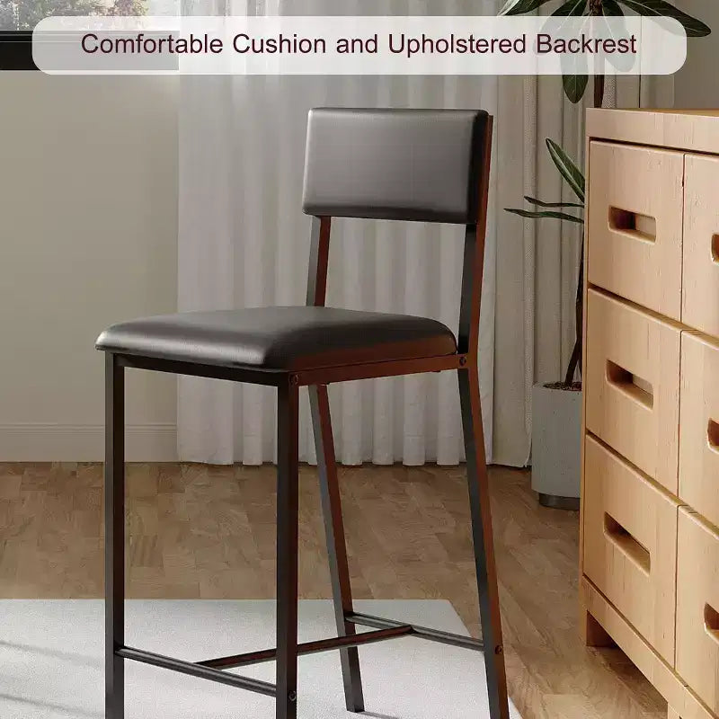 Chaises de salle à manger, Chaises de salle à manger avec coussin en PU, Chaises de cuisine, Tabourets de bar de 66 cm, Capacité de charge de 150 kg, pour cuisine