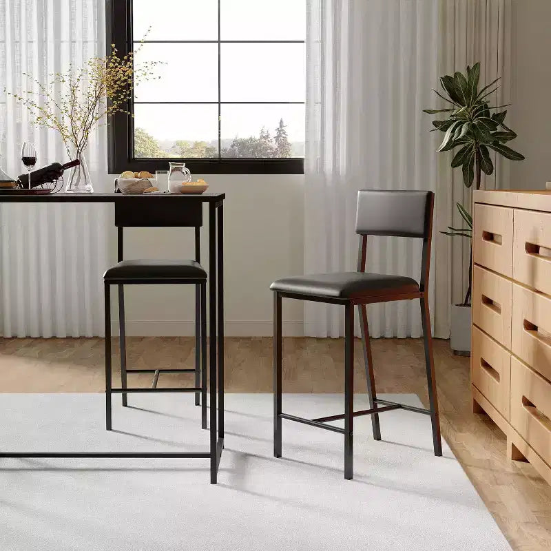 Chaises de salle à manger, Chaises de salle à manger avec coussin en PU, Chaises de cuisine, Tabourets de bar de 66 cm, Capacité de charge de 150 kg, pour cuisine