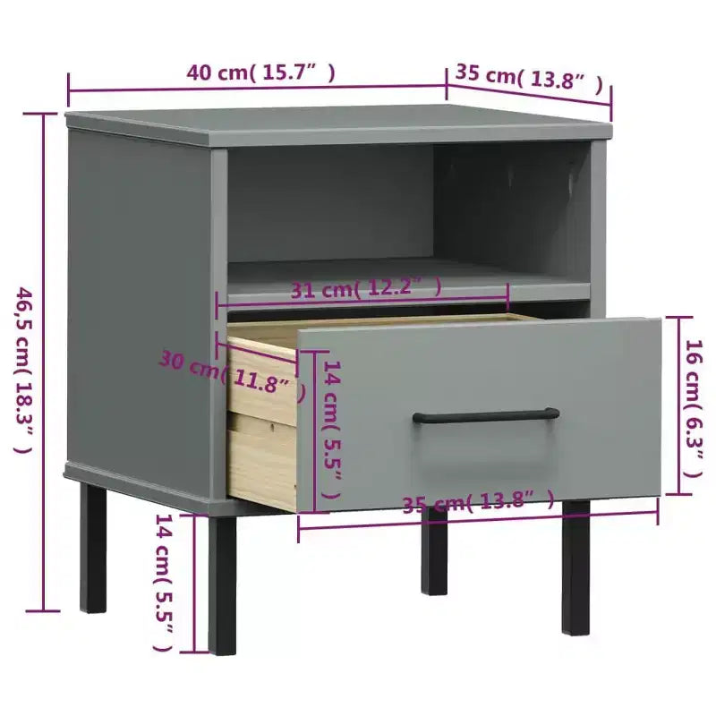 Table de chevet Armoire de rangement pour chambre Table de chevet en bois de pin massif