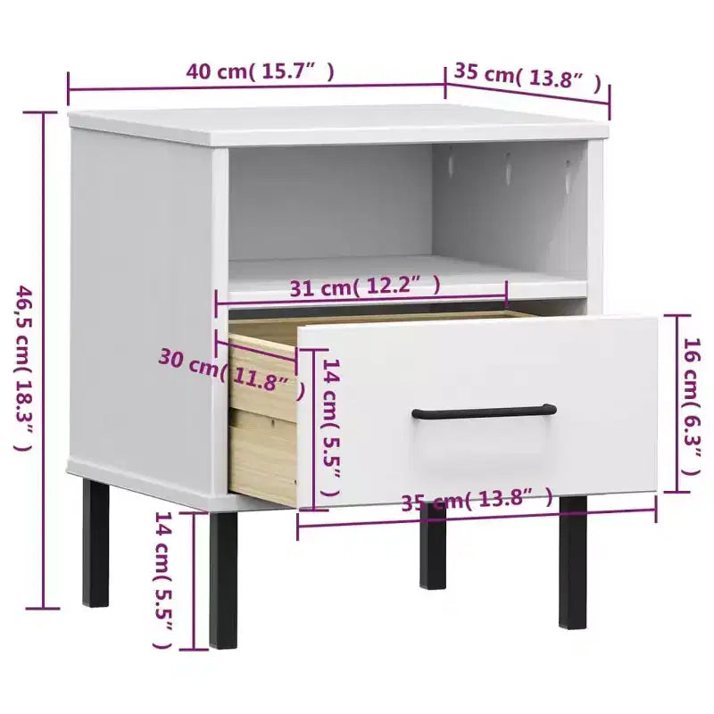 Table de chevet Armoire de rangement pour chambre Table de chevet en bois de pin massif