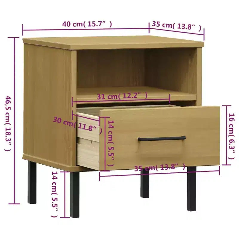 Table de chevet Armoire de rangement pour chambre Table de chevet en bois de pin massif