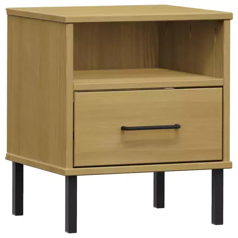 vidaXL Nightstand Bedroom Storage Cabinet Bedside Table Solid Pine Wood OSLO
