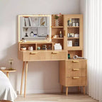 Coiffeuse moderne avec miroir lumineux HD 24 pouces, 5 tiroirs, prise électrique et ports USB, table de maquillage cannelée pour femmes et filles