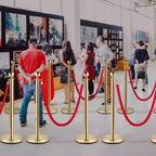 Poteau de contrôle de foule, ensemble de 8 poteaux avec corde en velours rouge de 1,5 m, barrière de contrôle de foule dorée, dorée