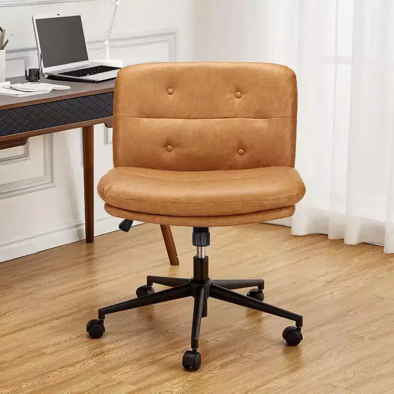 Fauteuil de Bureau sans Accoudoirs - Marron Idéal pour le Bureau à Domicile, la Salle d'Attente et la Salle d'Étude