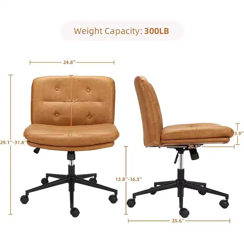 Fauteuil de Bureau sans Accoudoirs - Marron Idéal pour le Bureau à Domicile, la Salle d'Attente et la Salle d'Étude