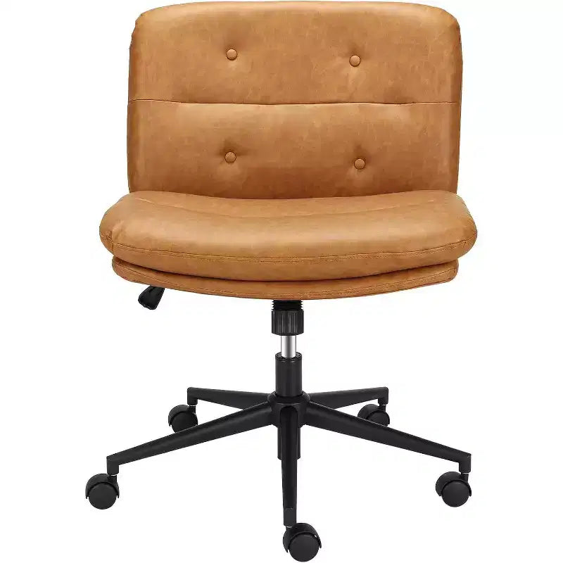 Fauteuil de Bureau sans Accoudoirs - Marron Idéal pour le Bureau à Domicile, la Salle d'Attente et la Salle d'Étude