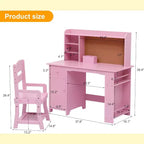 Bureau d'étude pour enfants avec armoire et tiroir - Rose - Idéal pour la chambre et la salle de jeux des enfants